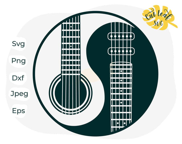 Guitar svg, Yin Yang svg, acoustic guitar svg, music svg, guitar clipart, guitar png, electric guitar SVG CutLeafSvg 