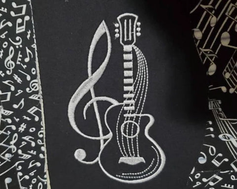 Guitar with Treble Clef Embroidery/Applique DESIGNS Canada Embroidery 