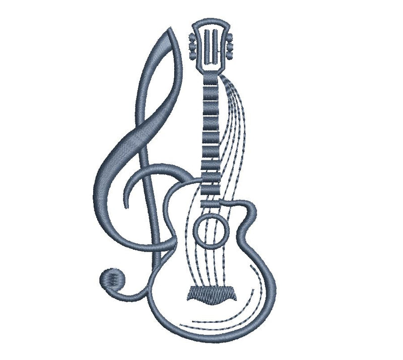 Guitar with Treble Clef Embroidery/Applique DESIGNS Canada Embroidery 