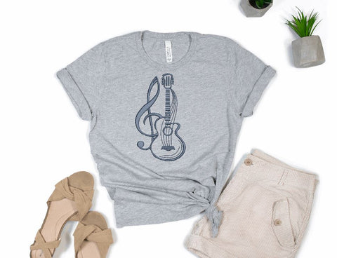 Guitar with Tremble Clef Machine Embroidery Design Embroidery/Applique DESIGNS Angie 