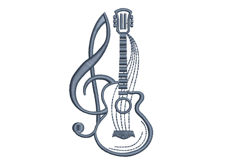 Guitar with Tremble Clef Machine Embroidery Design Embroidery/Applique DESIGNS Angie 