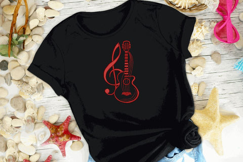 Guitar with Tremble Clef Machine Embroidery Design Embroidery/Applique DESIGNS Angie 
