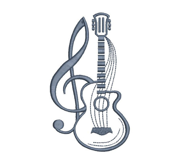 Guitar with Tremble Clef Machine Embroidery Design Embroidery/Applique DESIGNS Canada Embroidery 