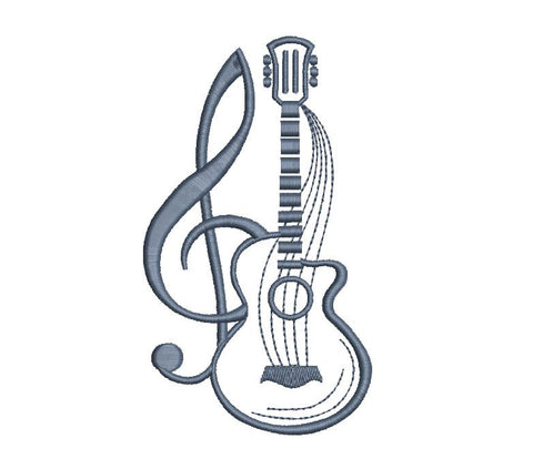 Guitar with Tremble Clef Machine Embroidery Design Embroidery/Applique DESIGNS Canada Embroidery 
