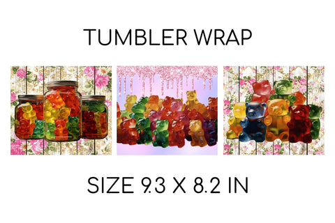 Gummy Bear Summer Tumbler Designs, 3D Tumbler Wrap PNG Sublimation OrangeBrushStudio 
