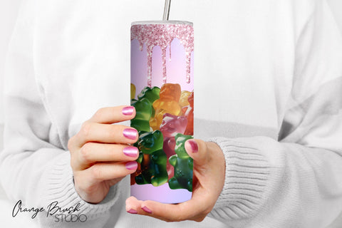 Gummy Bear Summer Tumbler Designs, 3D Tumbler Wrap PNG Sublimation OrangeBrushStudio 