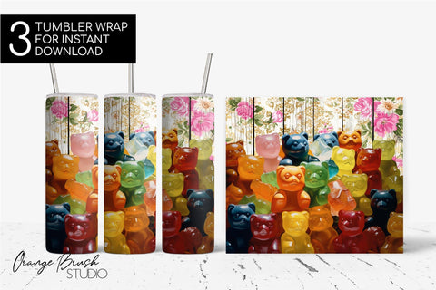 Gummy Bear Tumbler Designs, 3D Tumbler Wrap Sublimation Sublimation OrangeBrushStudio 