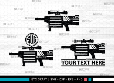 Gun Monogram, Revolver Silhouette, Gun SVG, Gun Silhouettes, Pistol Svg, Sniper Svg, Ak-47 Svg, Shotgun Svg, Rifle Svg, SB00030 SVG ETC Craft 