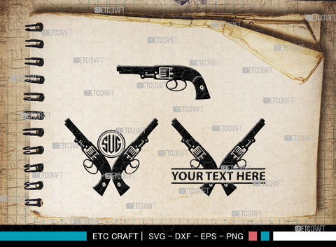 Gun Monogram, Revolver Silhouette, Gun SVG, Gun Silhouettes, Pistol Svg, Sniper Svg, Ak-47 Svg, Shotgun Svg, Rifle Svg, SB00030 SVG ETC Craft 