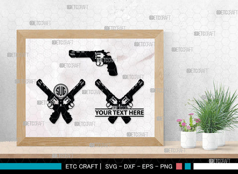 Gun Monogram, Revolver Silhouette, Gun SVG, Gun Silhouettes, Pistol Svg, Sniper Svg, Ak-47 Svg, Shotgun Svg, Rifle Svg, SB00030 SVG ETC Craft 