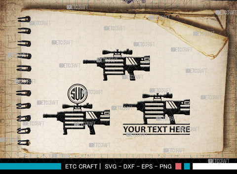 Gun Monogram, Revolver Silhouette, Gun SVG, Gun Silhouettes, Pistol Svg, Sniper Svg, Ak-47 Svg, Shotgun Svg, Rifle Svg, SB00030 SVG ETC Craft 