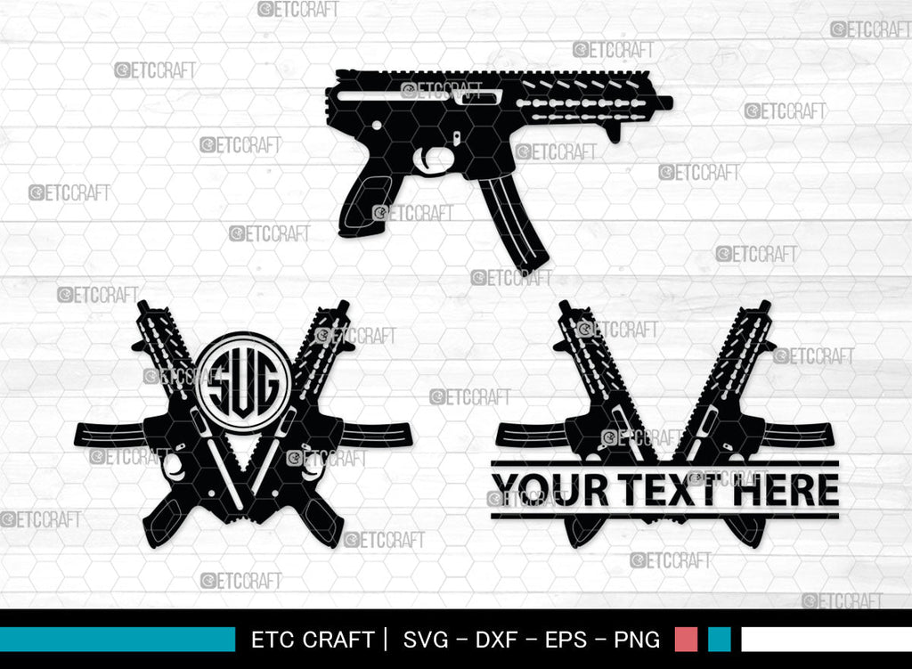 Gun Monogram, Revolver Silhouette, Gun SVG, Gun Silhouettes, Pistol Svg ...