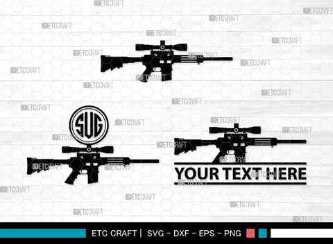 Gun Monogram, Revolver Silhouette, Gun SVG, Gun Silhouettes, Pistol Svg, Sniper Svg, Ak-47 Svg, Shotgun Svg, Rifle Svg, SB00030 SVG ETC Craft 