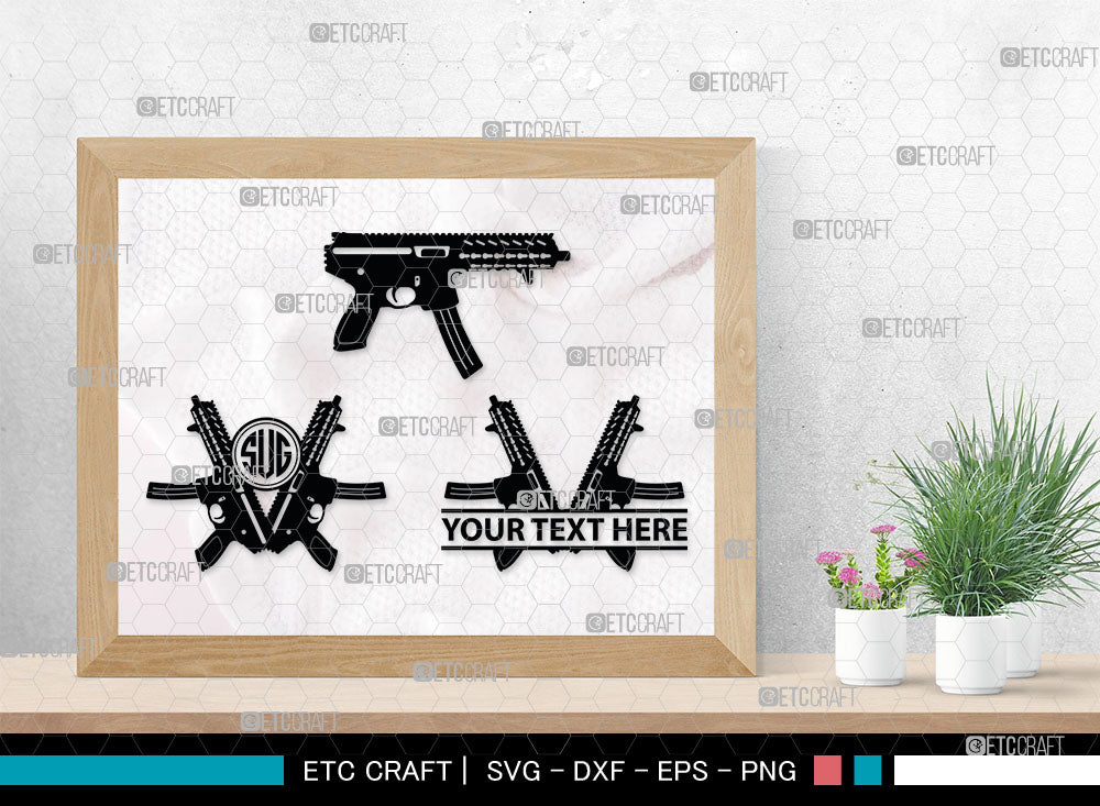 Gun Monogram, Revolver Silhouette, Gun SVG, Gun Silhouettes, Pistol Svg ...