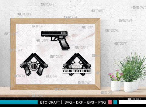 Gun Monogram, Revolver Silhouette, Gun SVG, Gun Silhouettes, Pistol Svg, Sniper Svg, Ak-47 Svg, Shotgun Svg, Rifle Svg, SB00030 SVG ETC Craft 