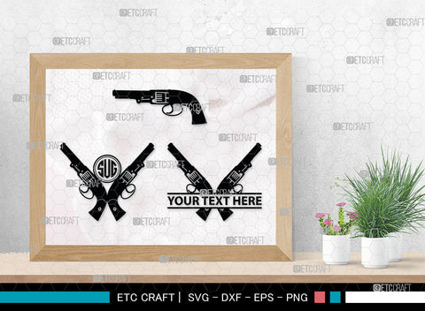 Gun Monogram, Revolver Silhouette, Gun SVG, Gun Silhouettes, Pistol Svg, Sniper Svg, Ak-47 Svg, Shotgun Svg, Rifle Svg, SB00030 SVG ETC Craft 