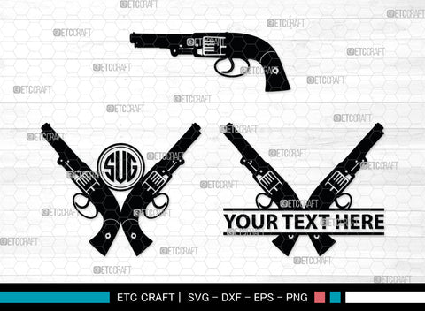 Gun Monogram, Revolver Silhouette, Gun SVG, Gun Silhouettes, Pistol Svg, Sniper Svg, Ak-47 Svg, Shotgun Svg, Rifle Svg, SB00030 SVG ETC Craft 