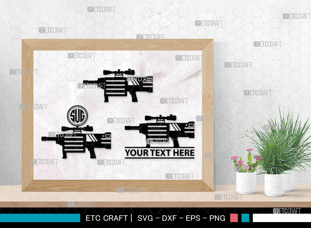 Gun Monogram, Revolver Silhouette, Gun SVG, Gun Silhouettes, Pistol Sv ...