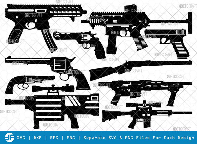 Gun SVG Cut Files | Revolver Silhouette SVG ETC Craft 