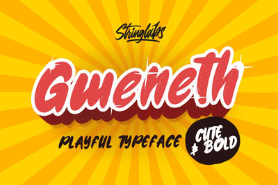 Gweneth - Playful Children Typeface Font StringLabs 