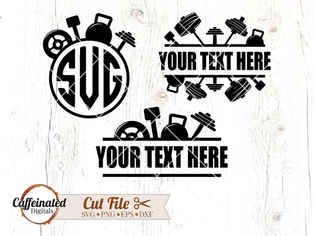 Gym Equipment Monogram SVG SVG Caffeinated SVGs 