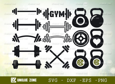 Gym Equipment Svg | Fitness Svg | Dumbbell Svg | Barbell Svg | Bodybuilding Equipment Svg | Weights Svg | Kettlebell Svg SVG Unique Zone 