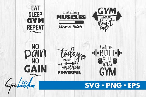 Gym fitness quote bundle svg SVG vectorbundles 
