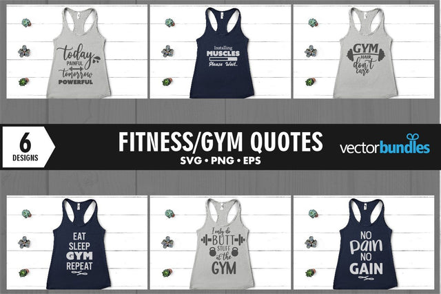 Gym fitness quote bundle svg SVG vectorbundles 