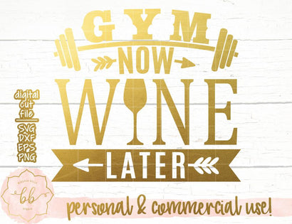 Gym now wine later SVG Blessed Belle Studio 