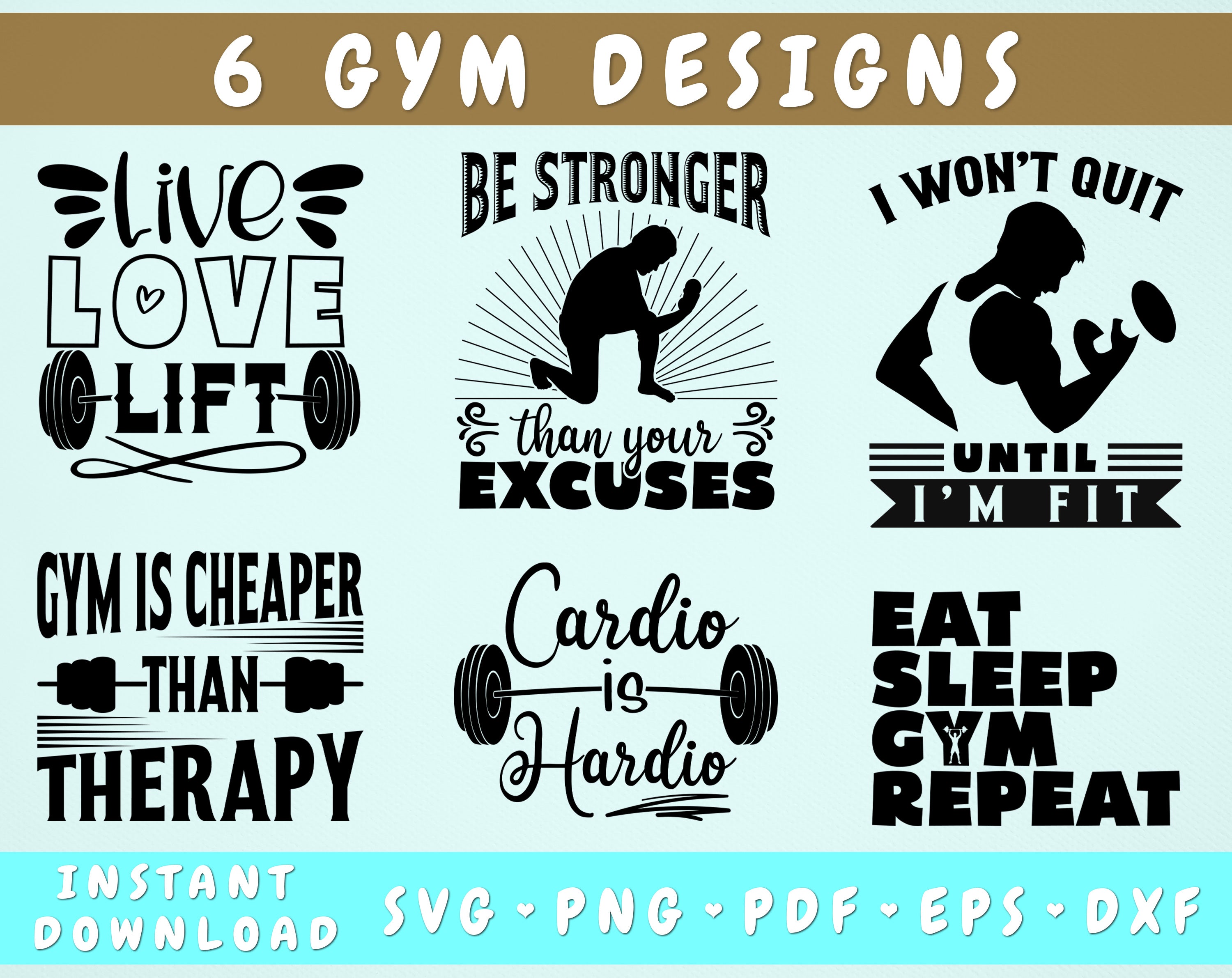 Gym Quotes SVG Bundle Funny Gifts for Gym Rats Illustrations