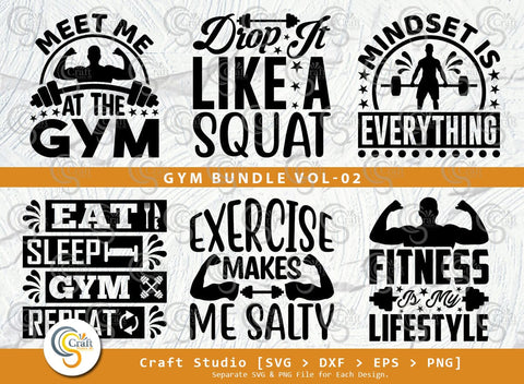 Gym SVG Bundle, Fitness Svg, Workout Svg, Bodybuilding Svg, Gym Quotes, Gym Cutting File SVG ETC Craft 