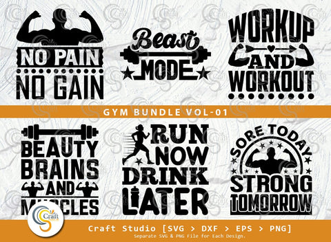 Gym SVG Bundle, Fitness Svg, Workout Svg, Bodybuilding Svg, Gym Quotes, Gym Cutting File SVG ETC Craft 