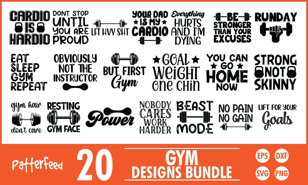 Gym SVG Designs Bundle - So Fontsy