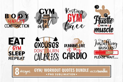 Gym workout quotes bundle sublimation SVG vectorbundles 