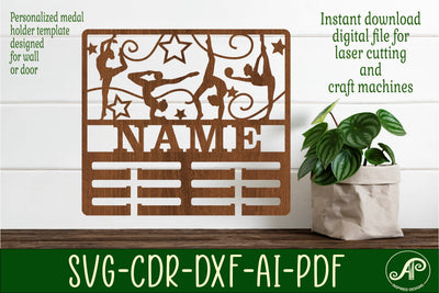 Gymnast medal holder Name svg laser cut template SVG APInspireddesigns 