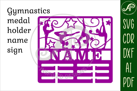 Gymnast medal holder Name svg laser cut template SVG APInspireddesigns 