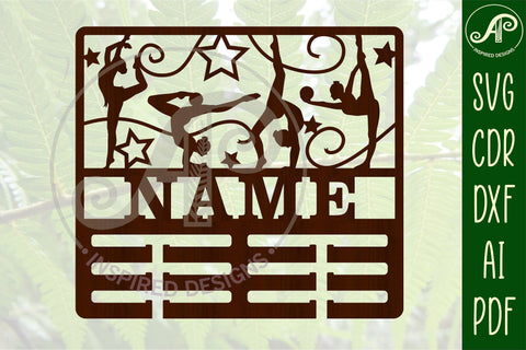 Gymnast medal holder Name svg laser cut template SVG APInspireddesigns 