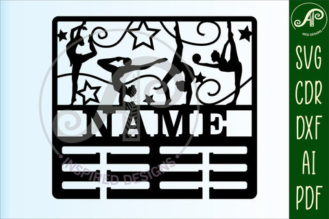 Gymnast medal holder Name svg laser cut template SVG APInspireddesigns 