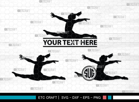 Gymnastic monogram, Gymnastic Silhouette, Gymnastics SVG, Gymnast Svg, Sports svg, Tumbling Svg, SB00119 SVG ETC Craft 