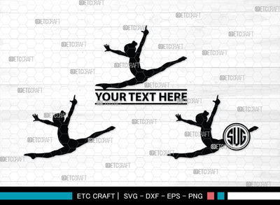 Gymnastic monogram, Gymnastic Silhouette, Gymnastics SVG, Gymnast Svg, Sports svg, Tumbling Svg, SB00119 SVG ETC Craft 
