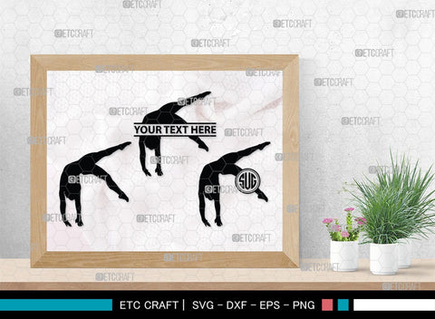 Gymnastic monogram, Gymnastic Silhouette, Gymnastics SVG, Gymnast Svg, Sports svg, Tumbling Svg, SB00119 SVG ETC Craft 