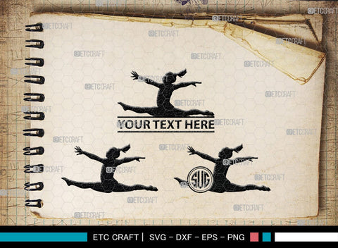 Gymnastic monogram, Gymnastic Silhouette, Gymnastics SVG, Gymnast Svg, Sports svg, Tumbling Svg, SB00119 SVG ETC Craft 