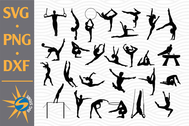 Gymnastic Silhouette SVG, PNG, DXF Digital Files Include SVG SVGStoreShop 