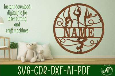 Gymnastics name sign svg laser cut template SVG APInspireddesigns 