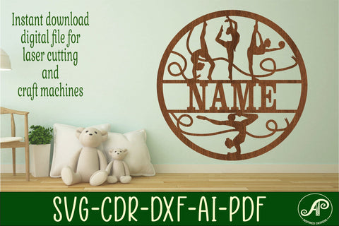 Gymnastics name sign svg laser cut template SVG APInspireddesigns 
