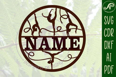 Gymnastics name sign svg laser cut template SVG APInspireddesigns 