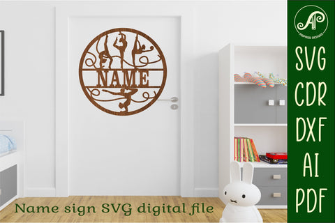 Gymnastics name sign svg laser cut template SVG APInspireddesigns 