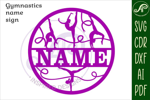 Gymnastics name sign svg laser cut template SVG APInspireddesigns 