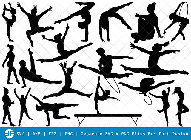 Gymnastics SVG Cut Files | Gymnast Silhouette Bundle SVG ETC Craft 