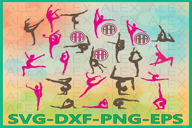 Gymnasts Monogram Svg, Gymnastics SVG AlexSVGStudio 